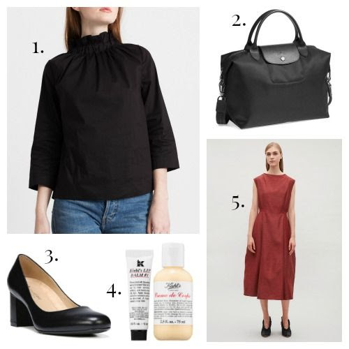 Modern Citizen Blouse - Longchamp Tote - Naturalizer Pumps - Kiehl's Skincare - COS Dress