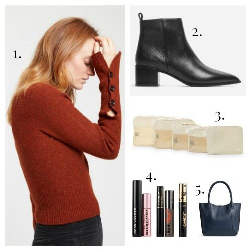 Lemaire Sweater - Everlane Boots - Calpack Packing Cubes - Sephora Mascara - Botkier Handbag