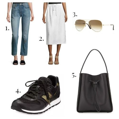 Vince Jeans - Eileen Fisher Skirt - Ray-Ban Sunglasses - New Balance Sneakers - 3.1 Phillip Lim Handbag