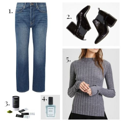 Frame Denim - No. 6 Boots - Panatea Matcha - J.Hannah Nail Polish - Theory Sweater