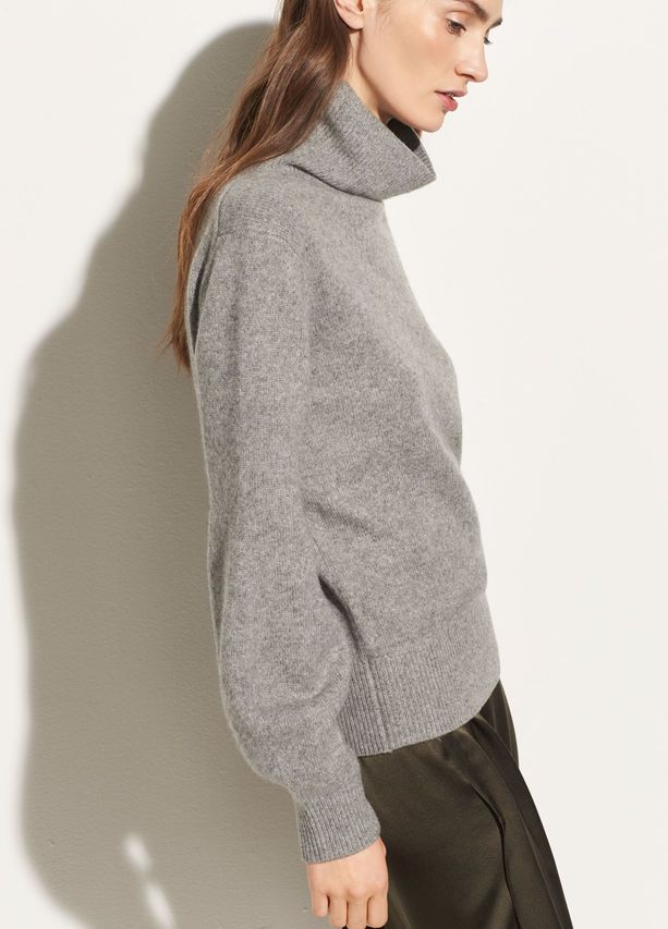 Vince Bishop Sleeve Turtleneck Sweater in Heather Cinder